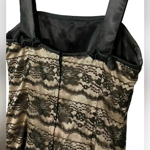 Gunne Sax by Jessica McClintock Black Tan Lace Satin Dress Size 13/14 - Picture 5 of 6
